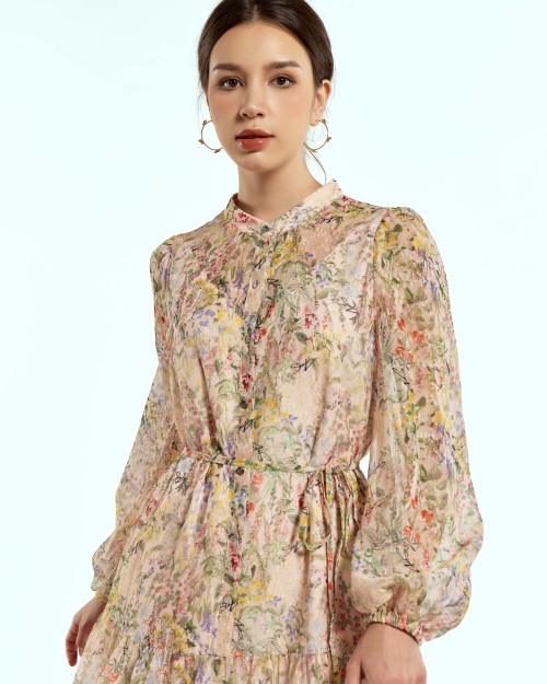 SIXDO Voile Flared Dress for Women